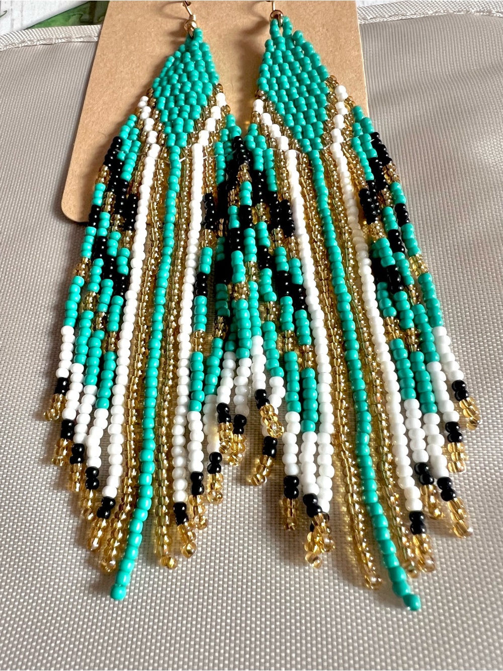 Gorgeous Turquoise and Gold Beaded Earrings